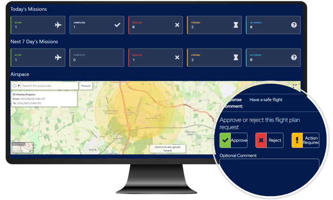 Operations Manager home screen for airspace and land manager to manage drone flight approvals