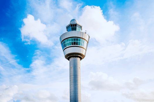Air traffic control blue skies