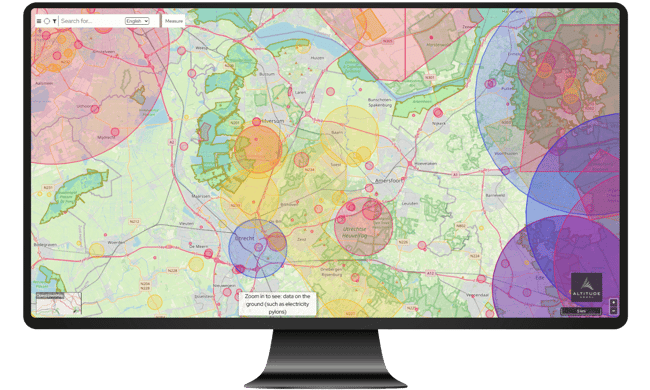 Airspace restrictions of the netherlands viewed on drone safety map