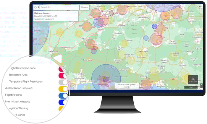 Drone safety map filters and colour types