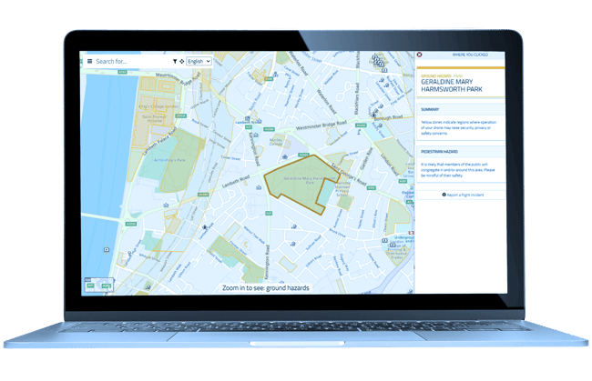 Ground Hazard data on drone safety map