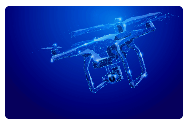 Isometric filming drone flying