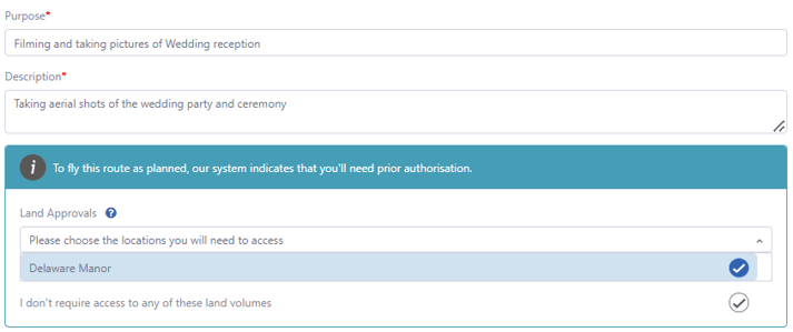 Operator portal authorisation notice for drone operators