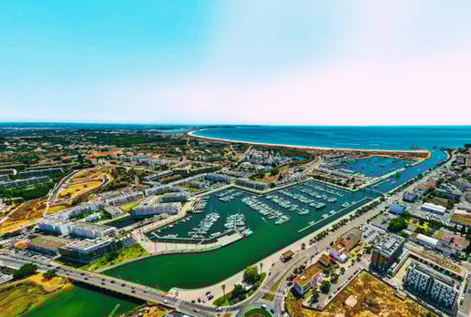 Aerial view of Marina de Lagos in Portugal