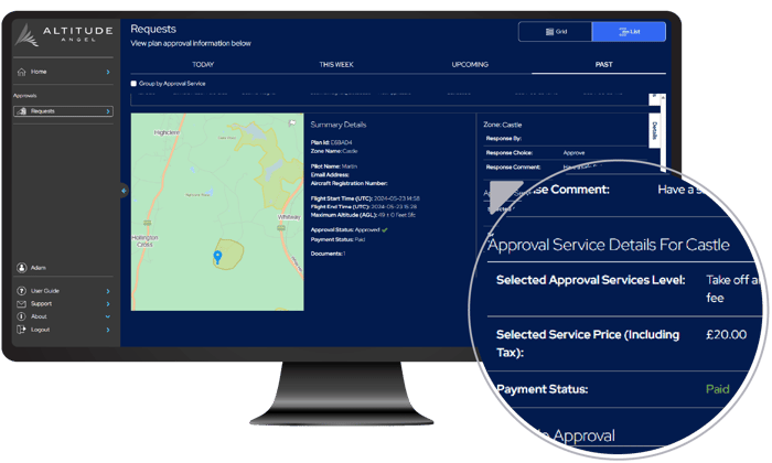 Operator portal view of approved flight plan