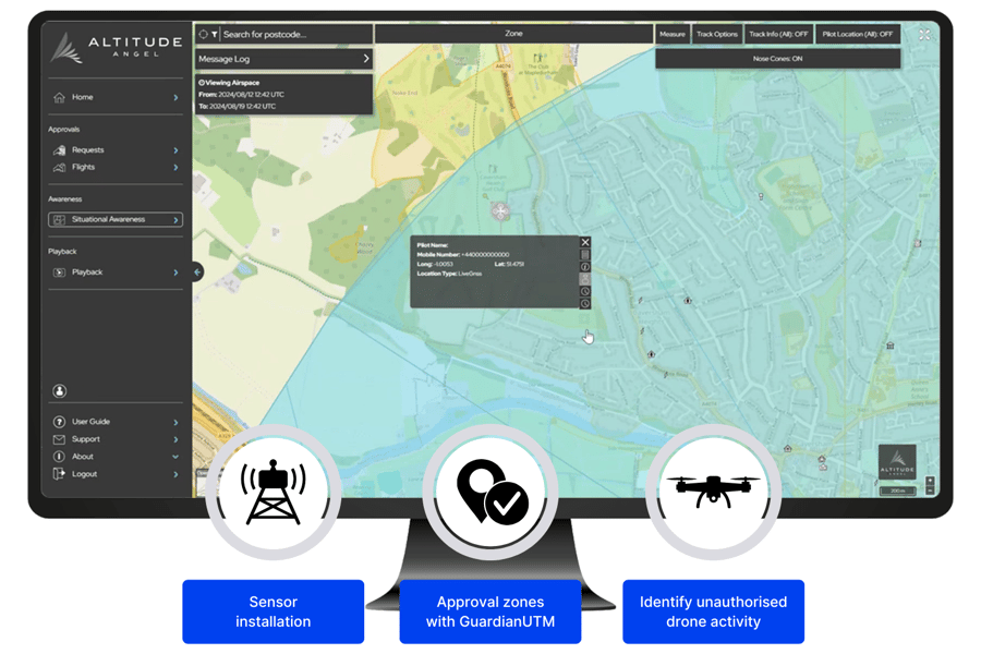 Prism drone activity shown in GuardianUTM