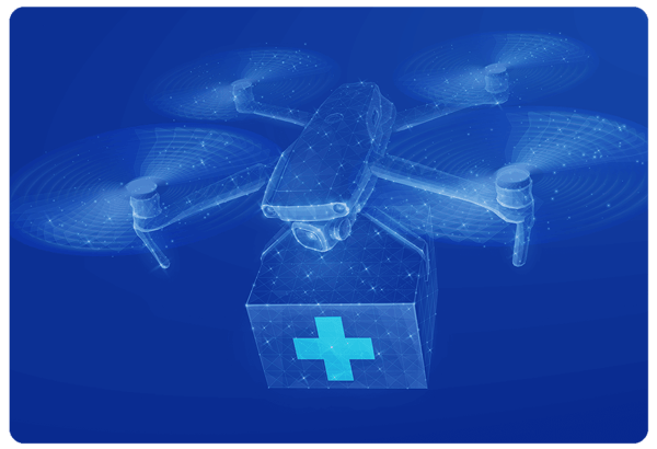 Vector graphic of UAV carrying medical delivery