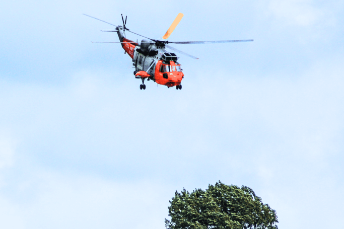 emergency services helicopter in operation