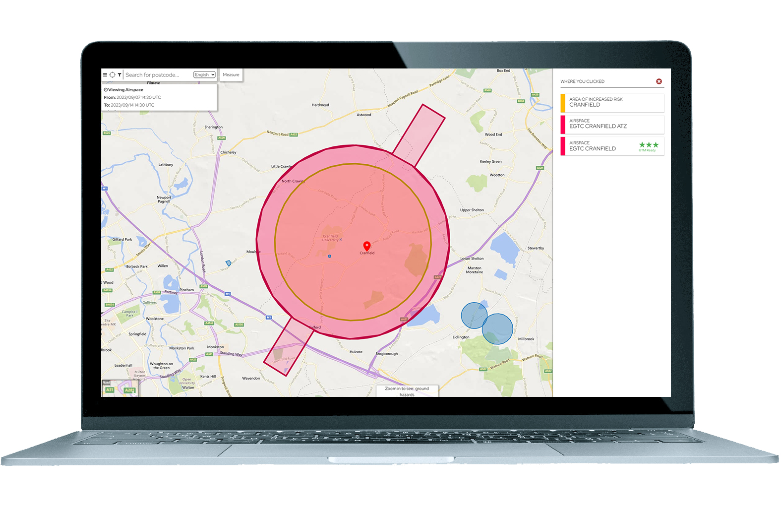 Cranfield airport airspace map and certifications-1